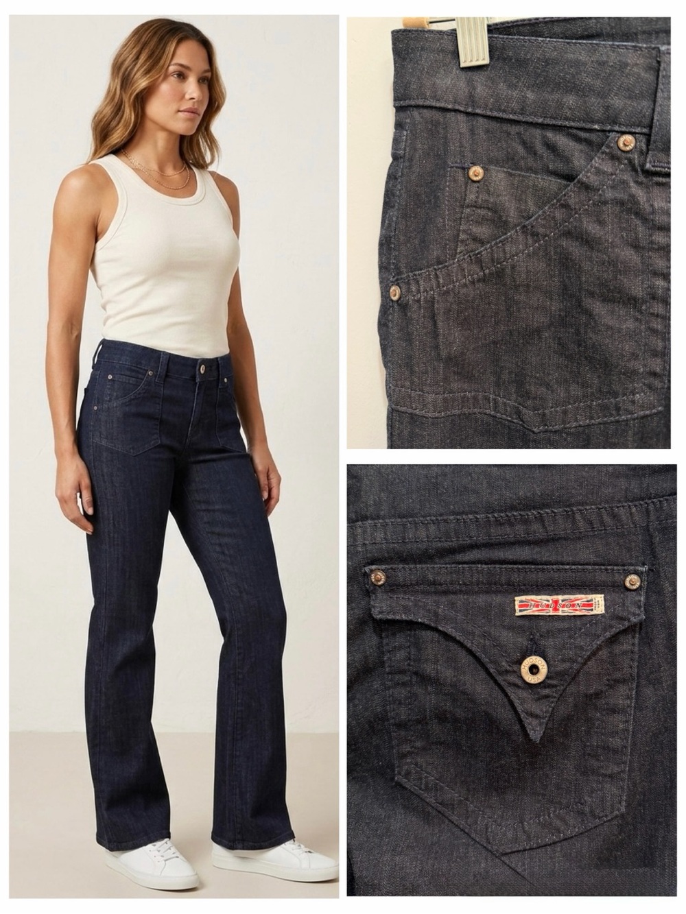Hudson Beth Baby Bootcut Jeans in Dark Indigo Wash PRE Patch Pocket 31 Tall Long